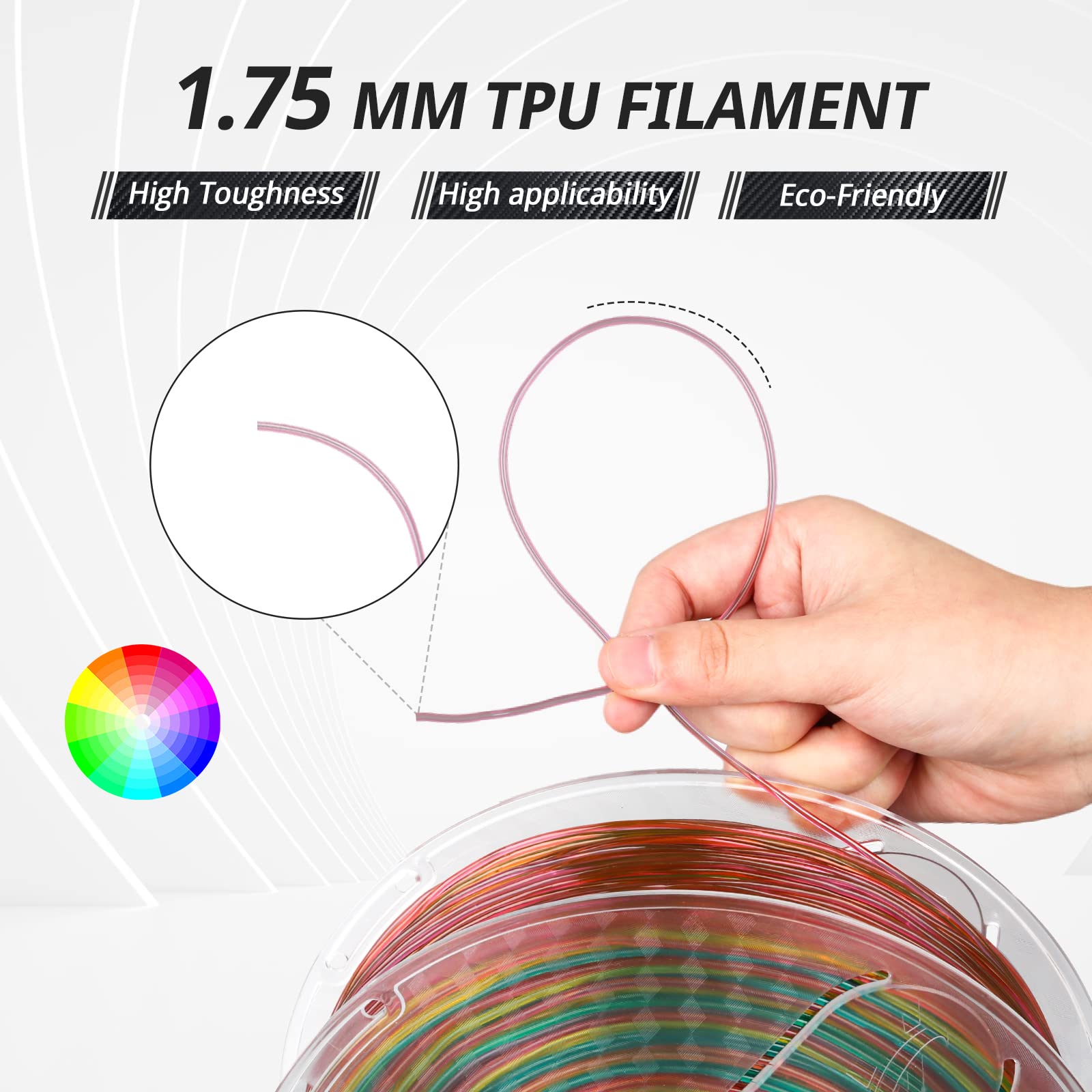flexible tpu filament、3d printer filament、3d printing filament