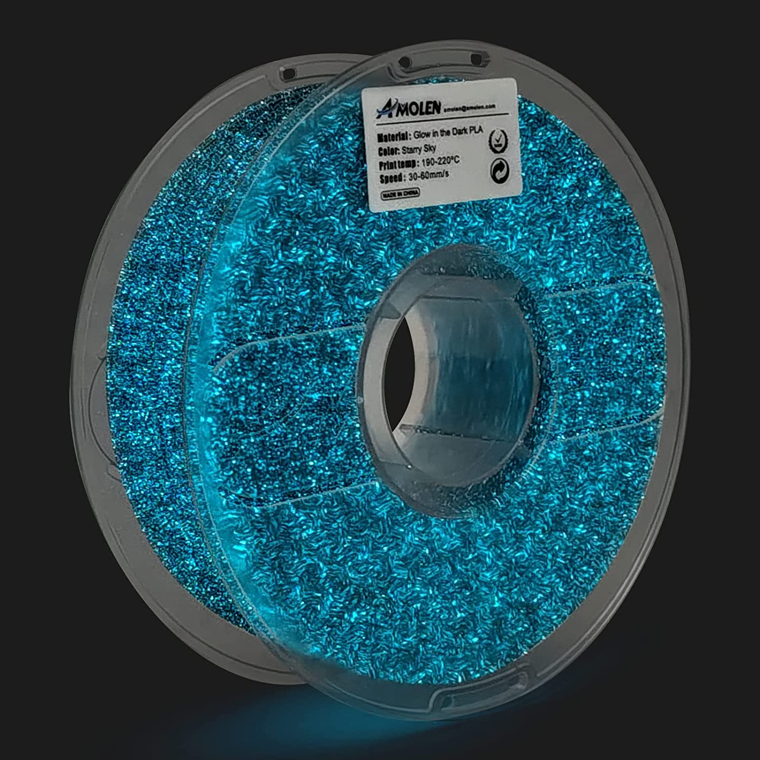 glow in the dark pla filament、3d printer filament、3d printing filament、blue
