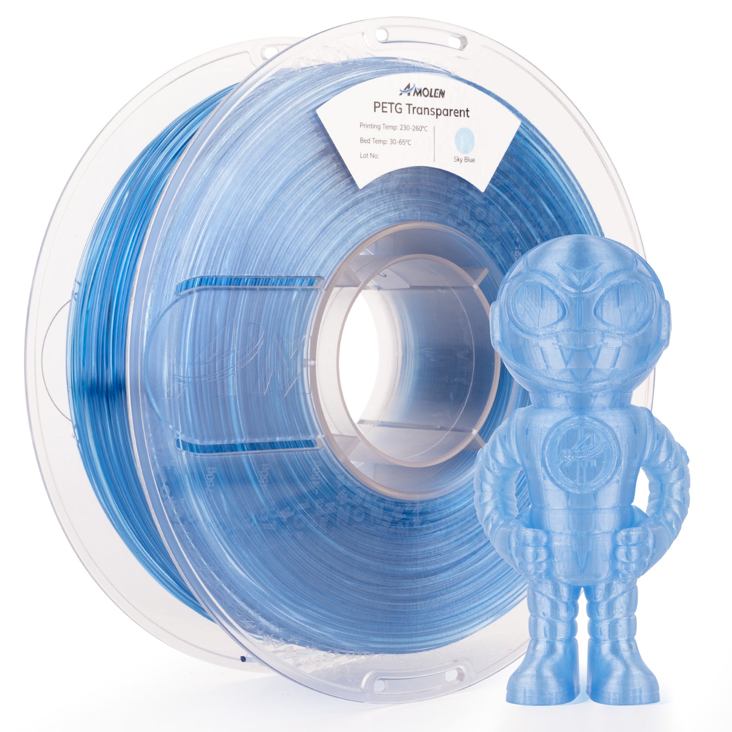 PETG Transparent Filament, 1.75mm, 1KG/2.2LB