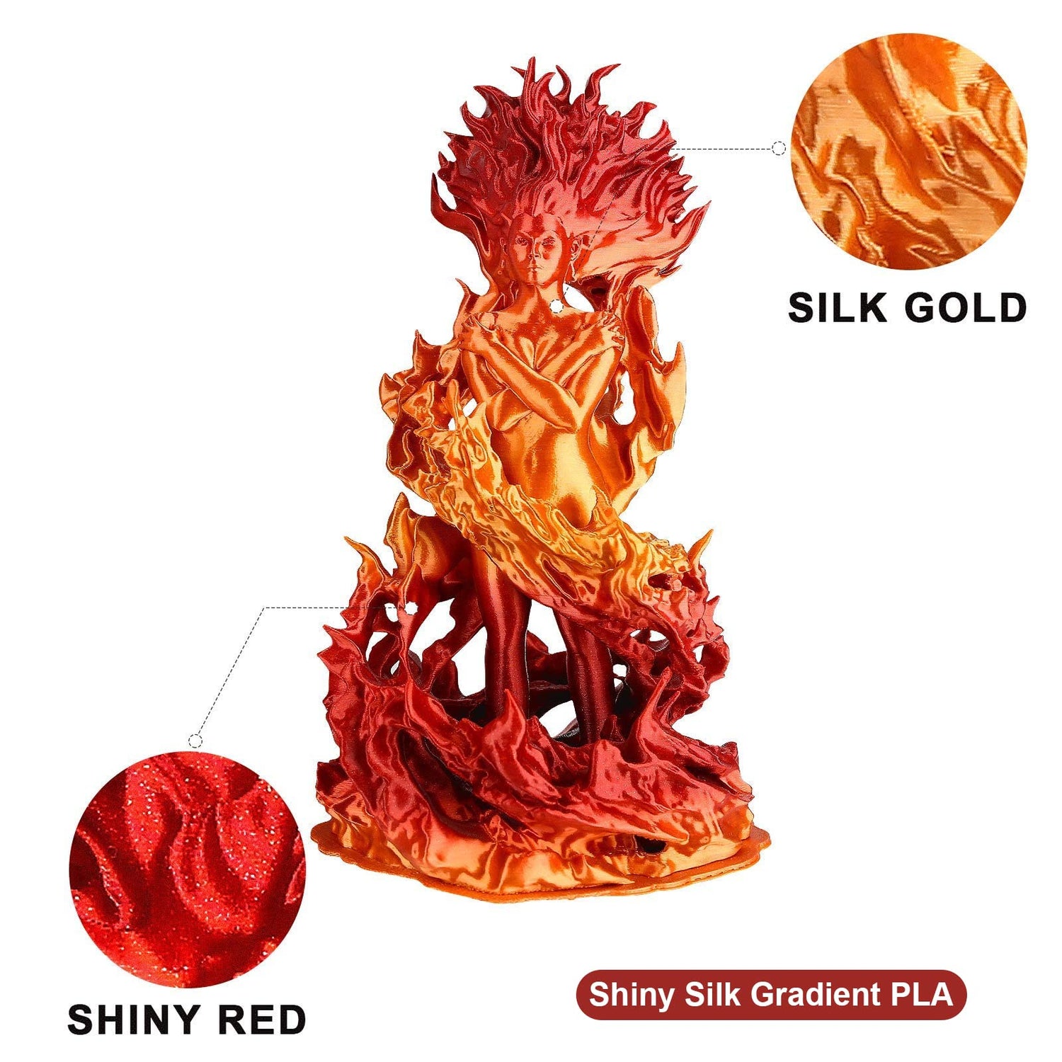Silk Shiny Gradient PLA Filament, 1.75mm, 1KG/2.2LB