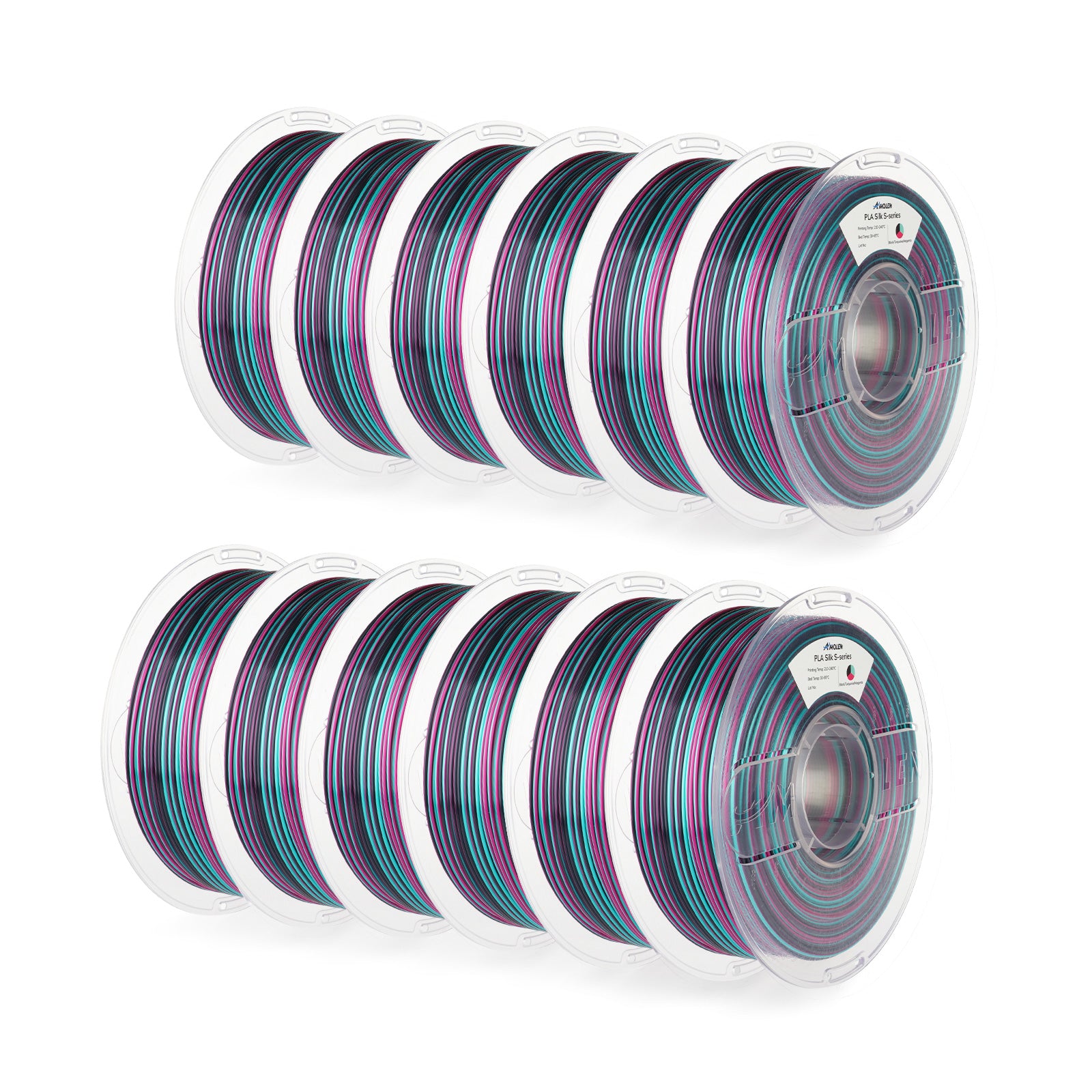 PLA Silk S-Series Filament 1.75 mm,Black Turquoise Magenta Color 12KG