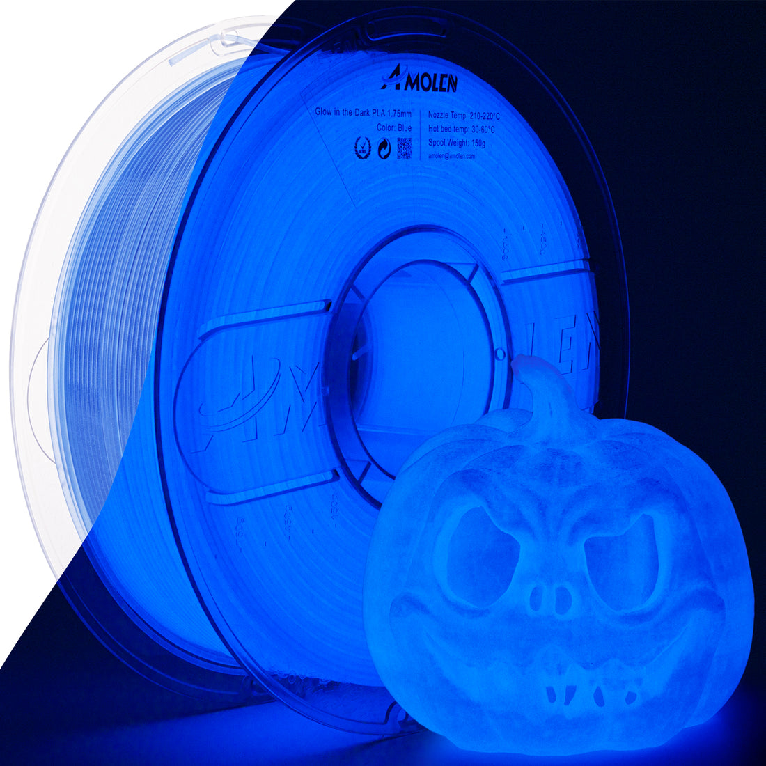 PLA Glow-in-the-Dark Filament, 1.75mm, 1KG