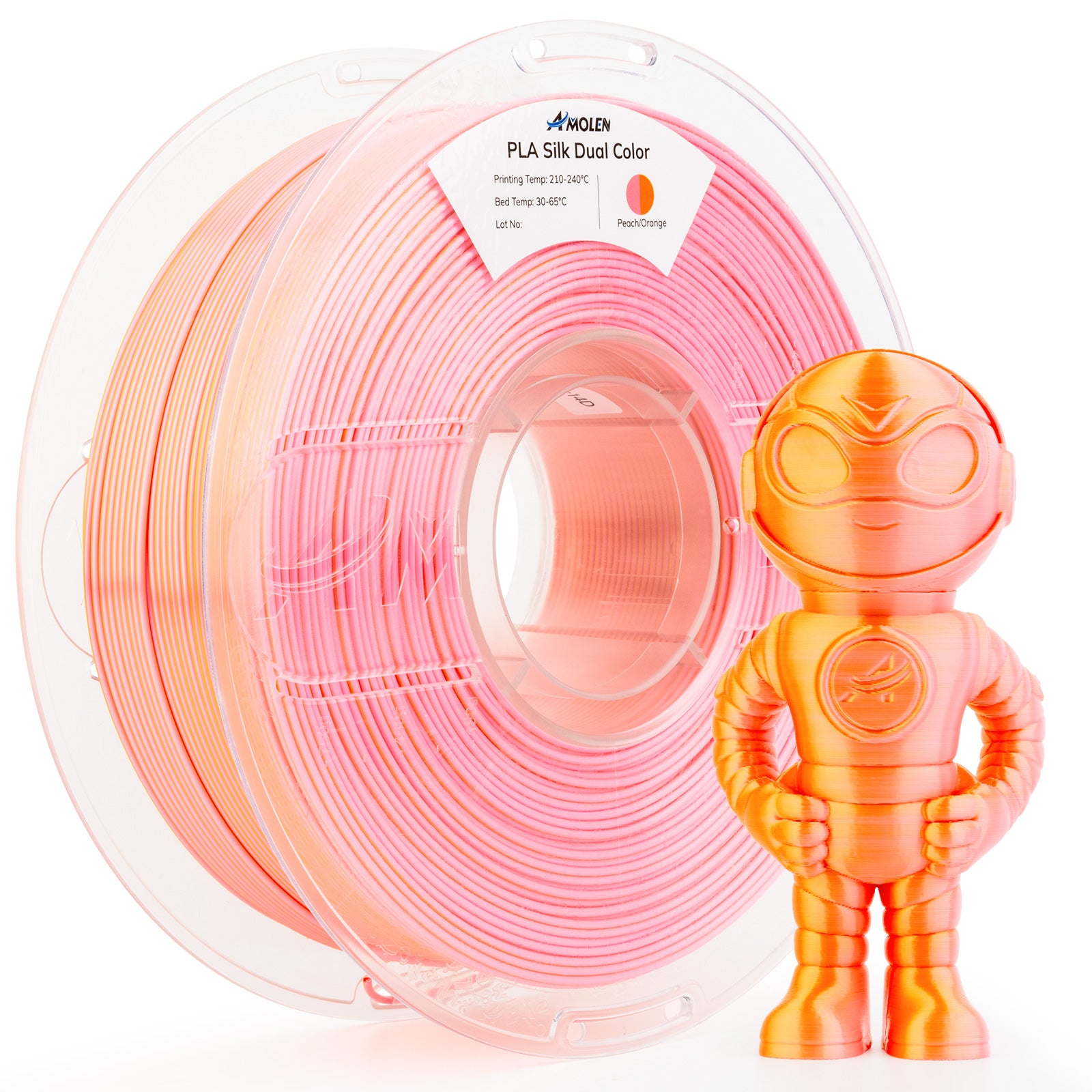 PLA Silk Dual Color Filament, 1.75mm, 1KG/2.2LB