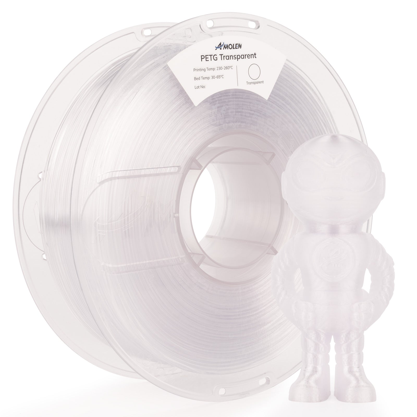 PETG Transparent Filament, 1.75mm, 1KG/2.2LB