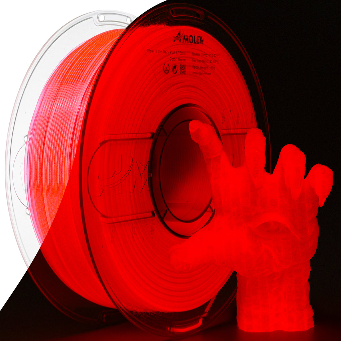 PLA Glow-in-the-Dark Filament, 1.75mm, 1KG