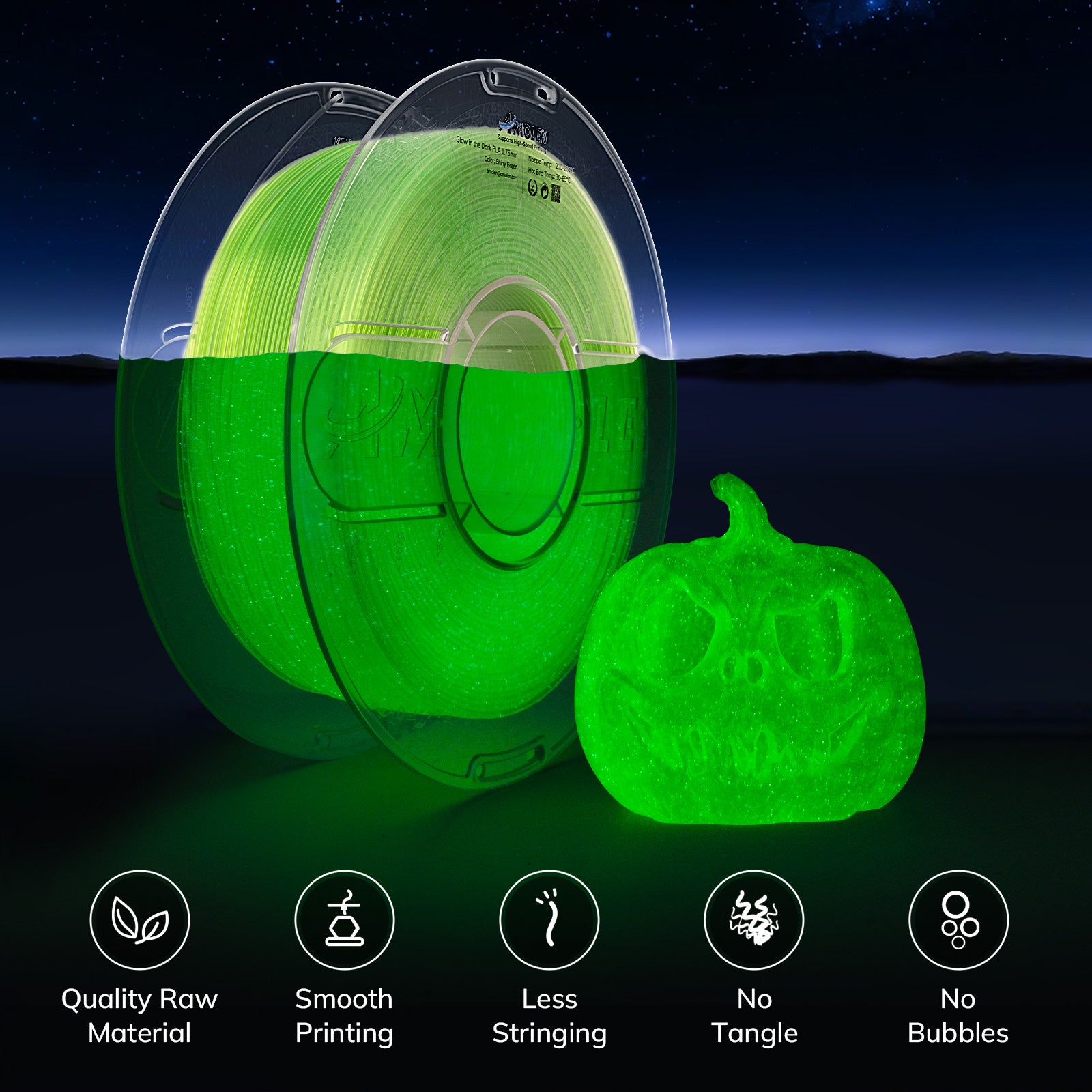 PLA Glow-in-the-Dark 1.75mm, 1KG/2.2LB