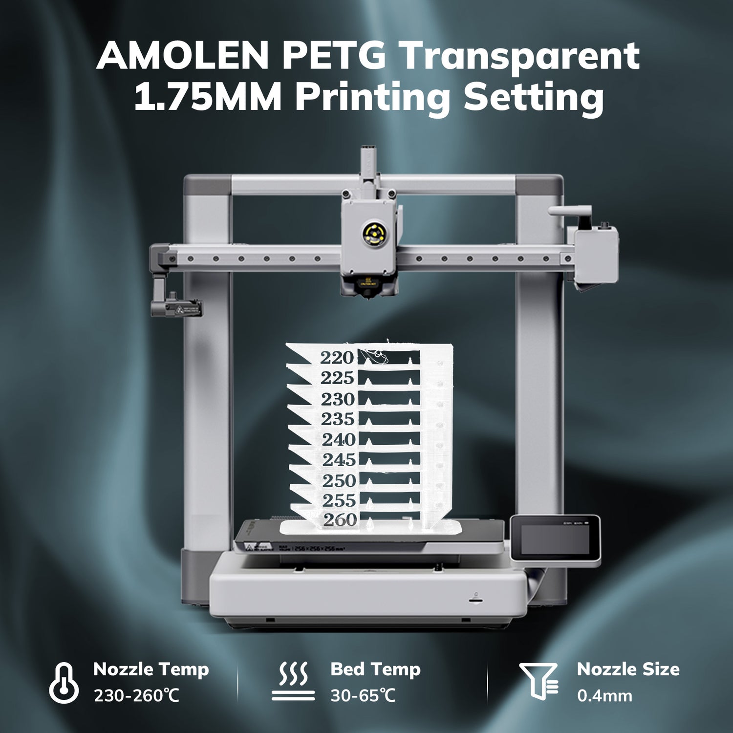 PETG Transparent Filament, 1.75mm, 1KG/2.2LB