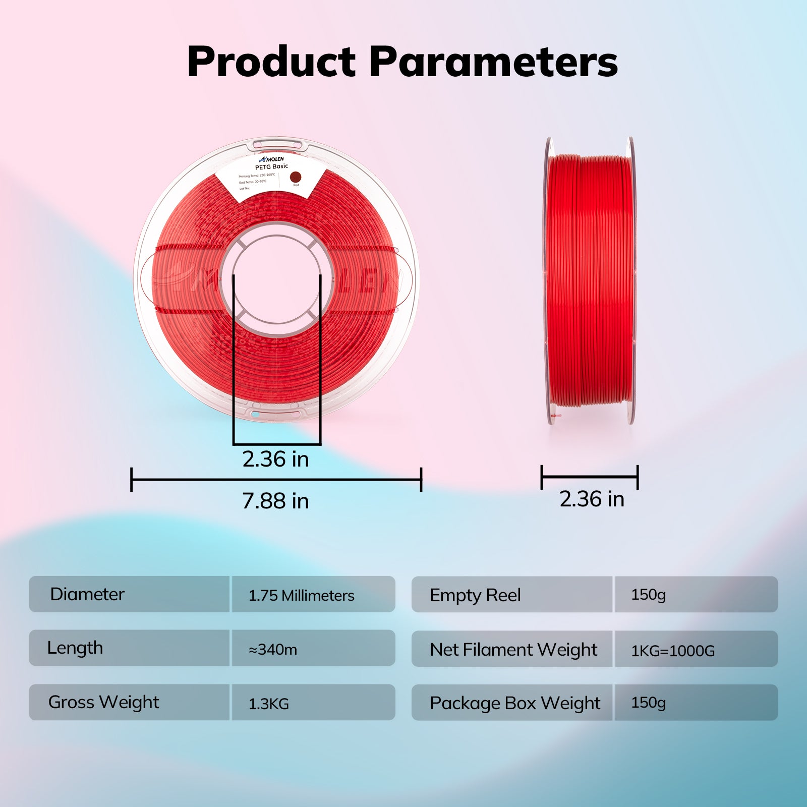 PETG Basic 1.75mm, 1KG/2.2LB