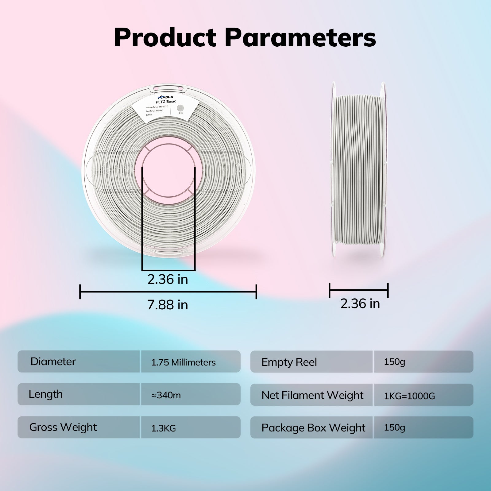 PETG Basic 1.75mm, 1KG/2.2LB