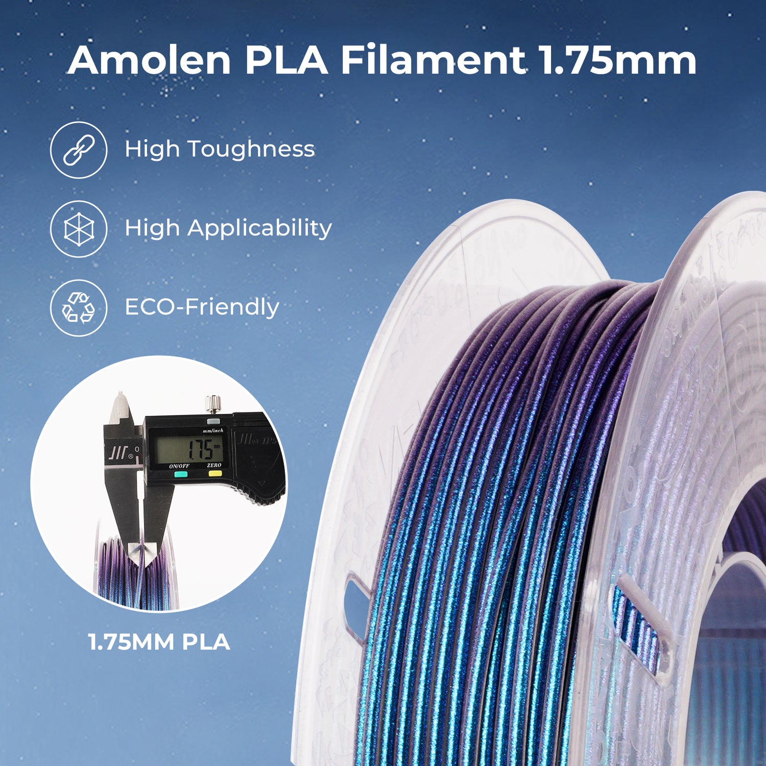 PLA Galaxy-Sparkle &amp; Shiny Filament, 1.75mm,200g*4