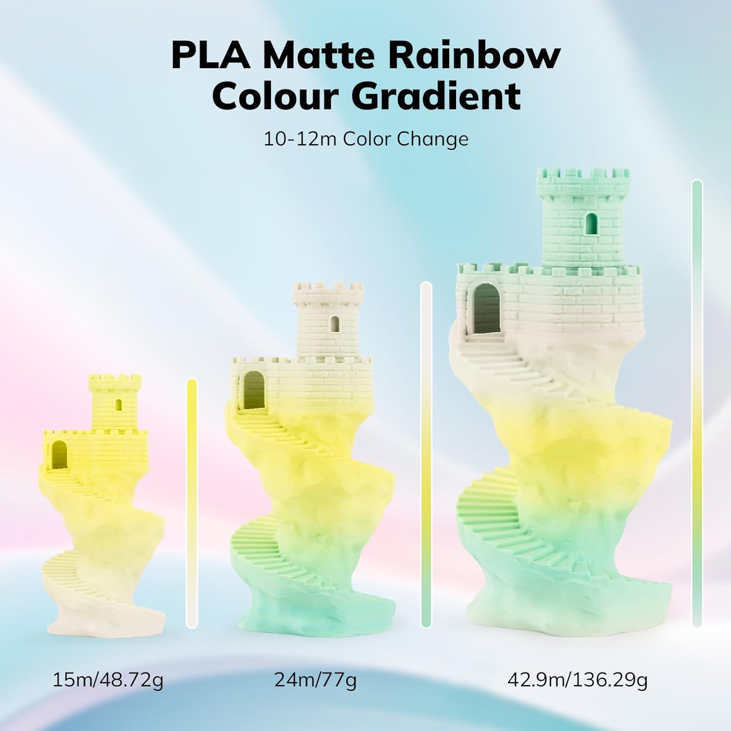 PLA Matte Rainbow Filament 1.75mm, 1KG/2.2LB