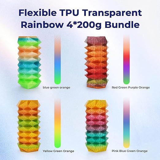 TPU Flexible Transparent Multicolor Rainbow Variety Pack (4x200g)