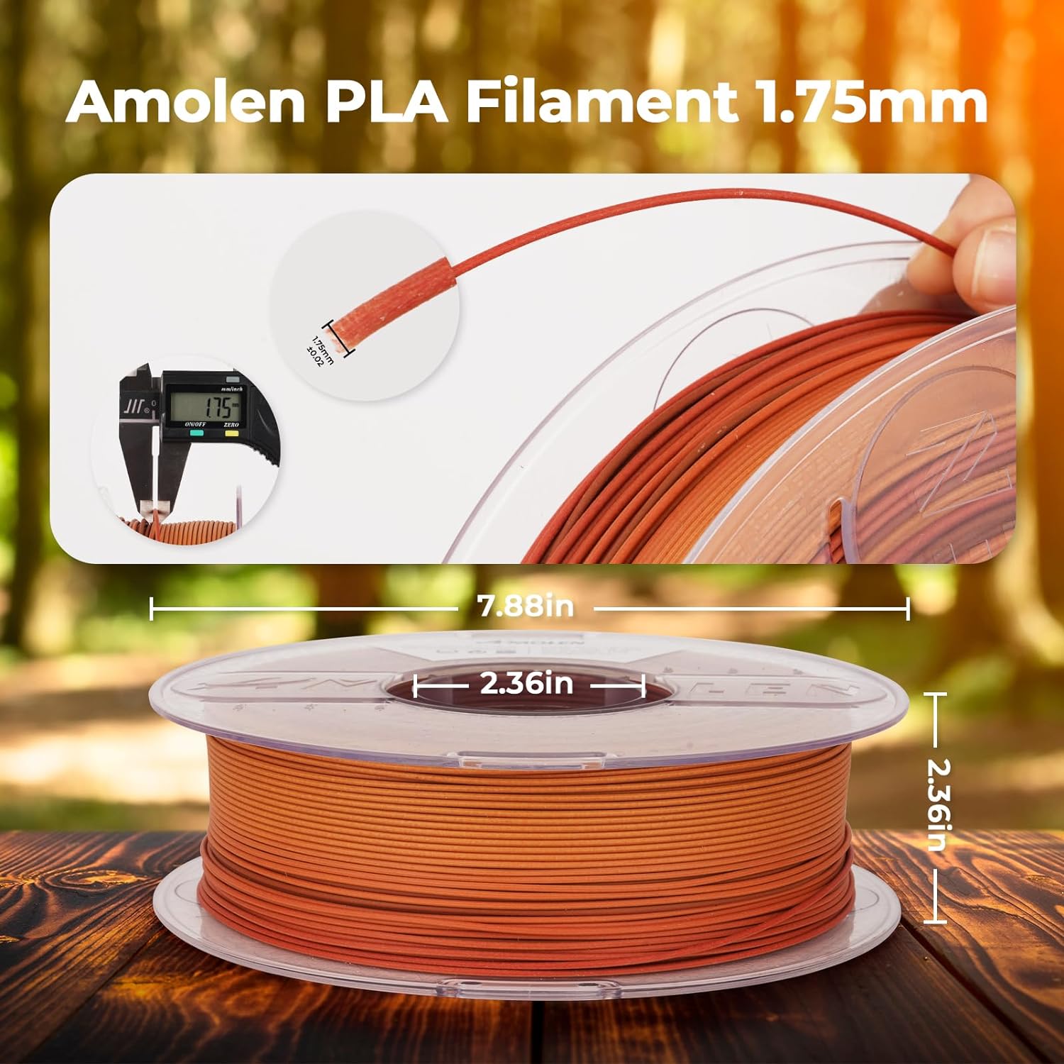 Wood PLA Filament, 1.75mm