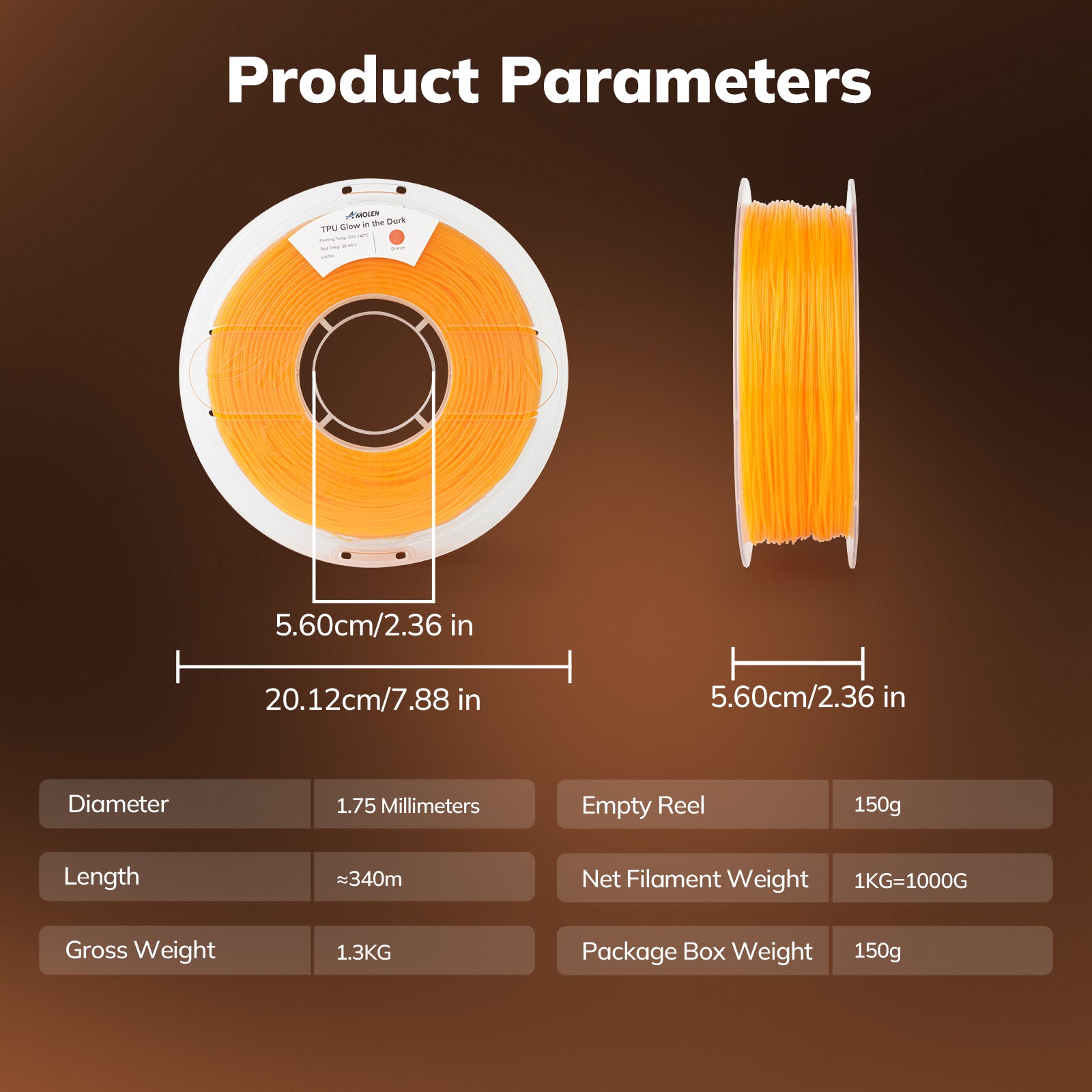 TPU Glow-in-the-Dark 1.75mm, 1KG/2.2LB