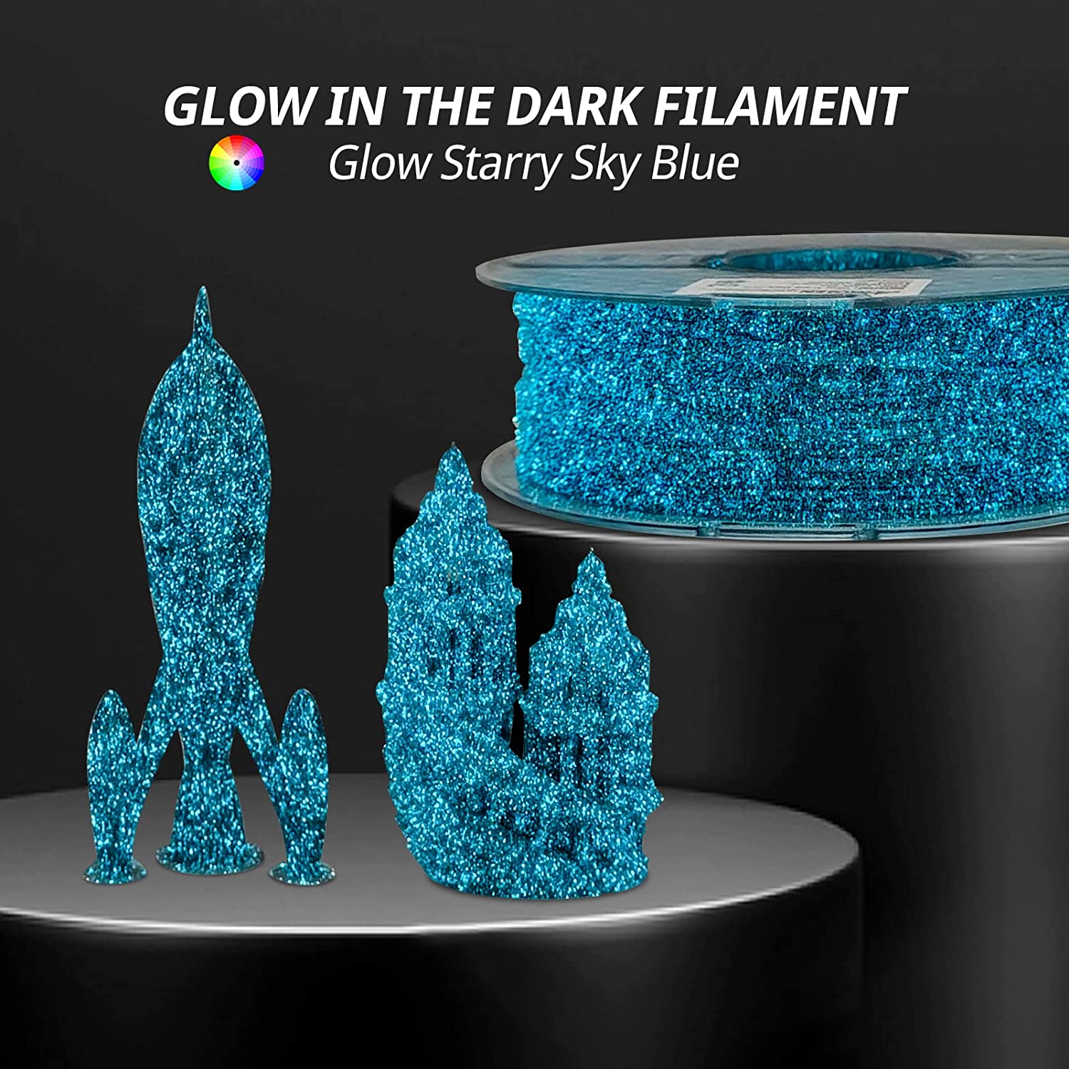 glow in the dark pla filament、3d printer filament、3d printing filament、blue