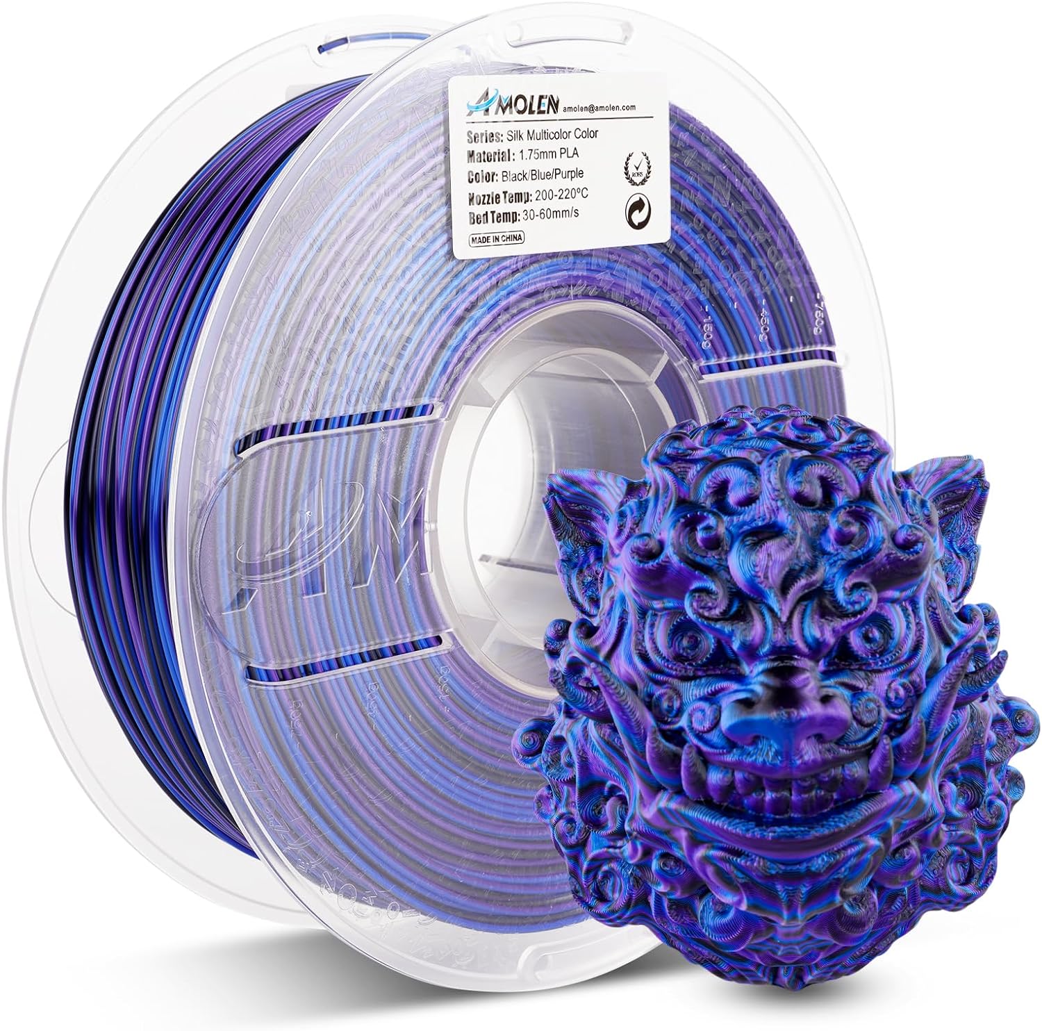 AMOLEN Filament Imprimante 3D, Filament PLA Transparent Multicolore Pour  Imprimante 3D, Bleu violet,Jaune vert rouge,Bleu marron,Orange gris, 4 x  200g/Bobine : : Commerce, Industrie et Science