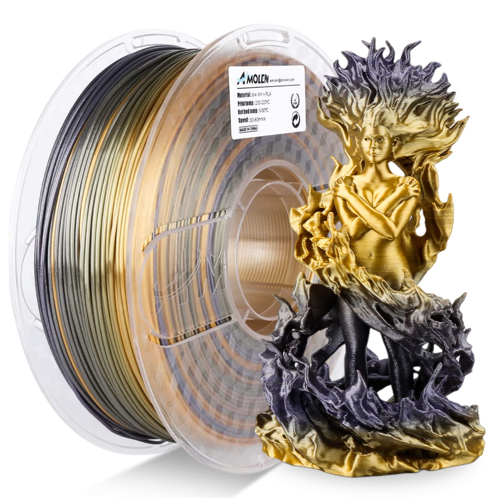 PLA Silk Shiny Gradient 1.75mm, 1KG/2.2LB