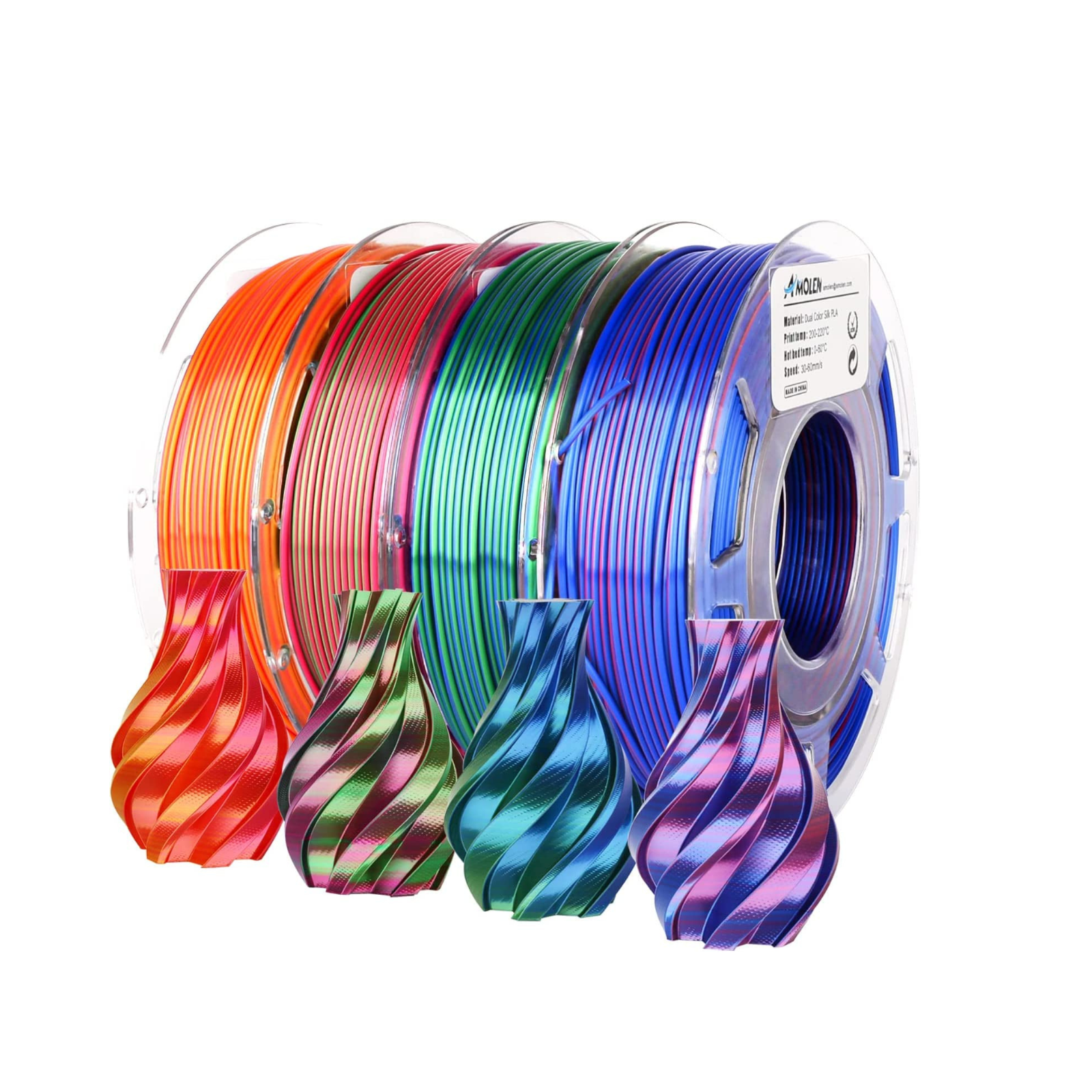 PLA Silk Dual Color Variety Pack (4x200g) - 1.75MM