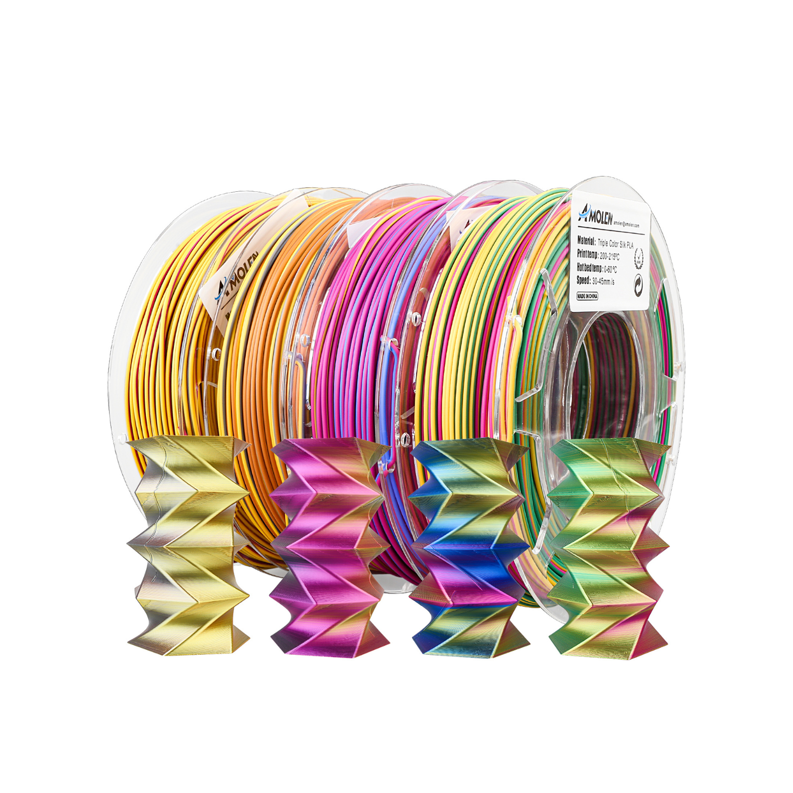 PLA Silk Triple Color Variety Pack (4x200g) - 1.75MM