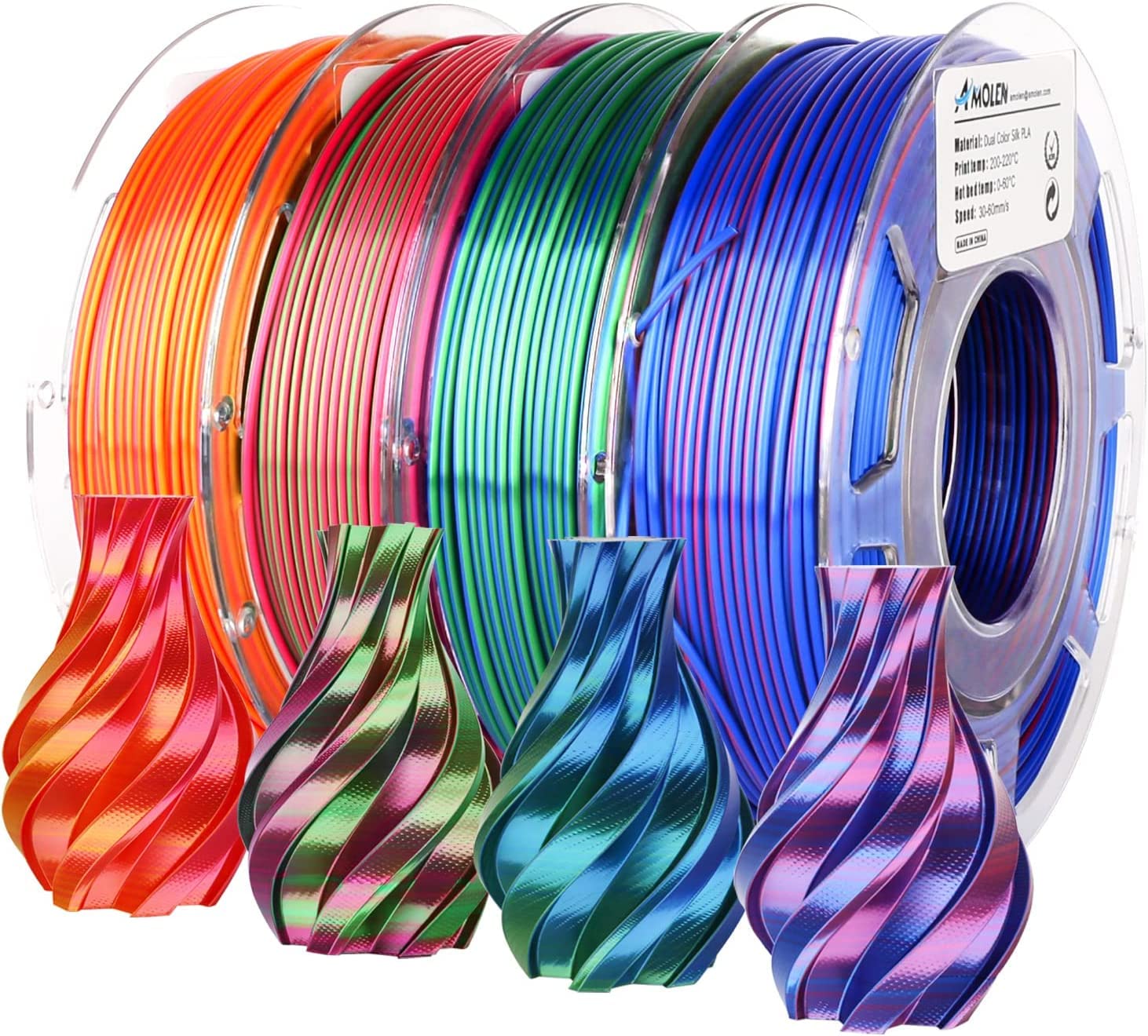 Silk Dual Color PLA Filament, 1.75mm