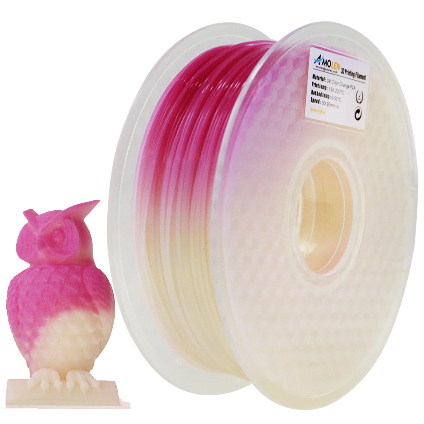 UV or Sunlight Color Change PLA Filament PLA AMOLEN Hot Pink US (TO US ONLY) 